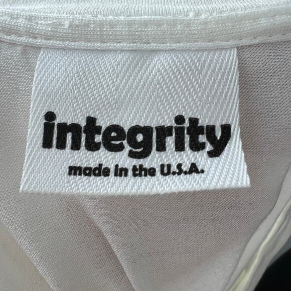 Integrity White Tunic Top Stretch Ribbed Deep V-Neck 3/4 Sleeve Size 2 USA - Picture 6 of 6